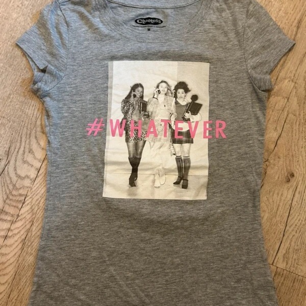 Clueless Gray Graphic Tee with Pink Accents